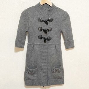 Takeout Gray Sweater Coat Zip Toggle Button Size S
